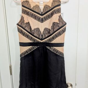 Gianni Bini Black and Cream Lace Mini Dress